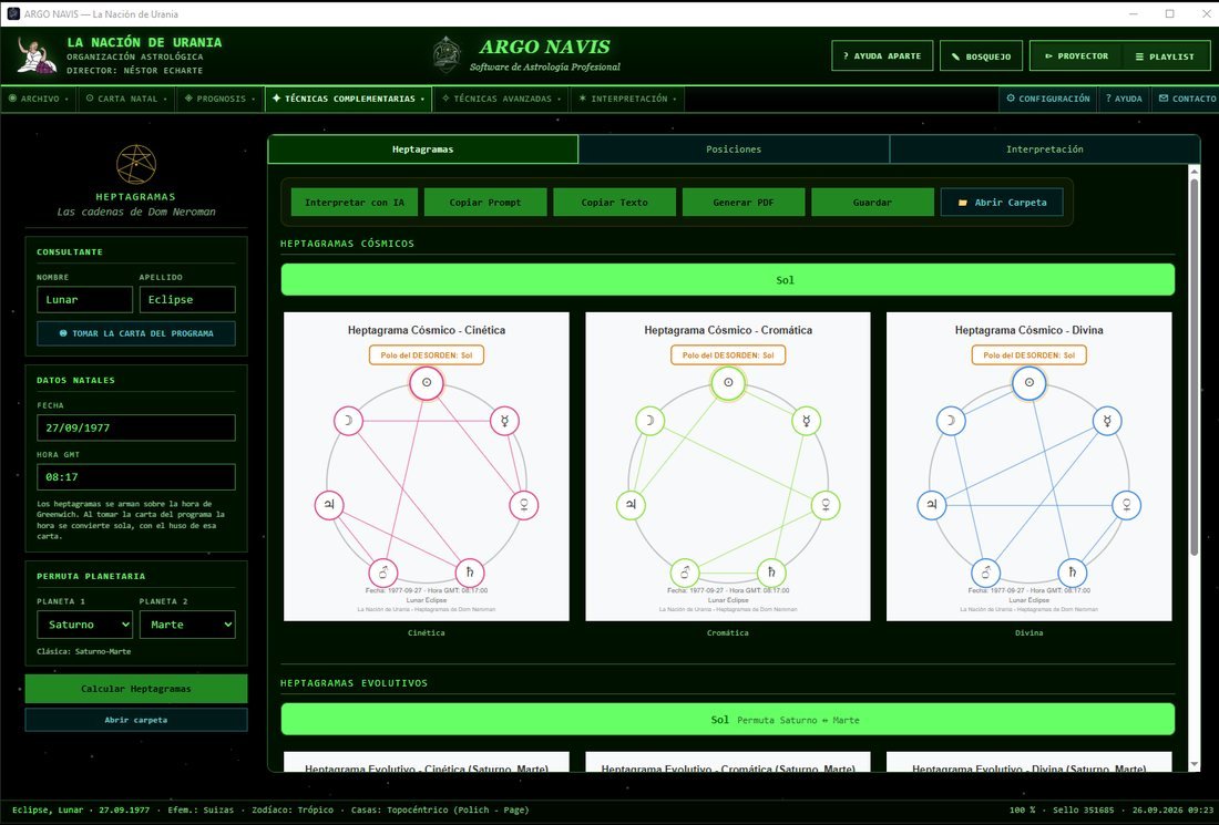 ARGO NAVIS: los heptagramas de Dom Neroman en sus versiones cinética, cromática y divina